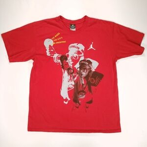 Vtg Air Jordan III 3 Spike Lee Mars Blackmon Graphic Tee Red Mens XL Small Hole